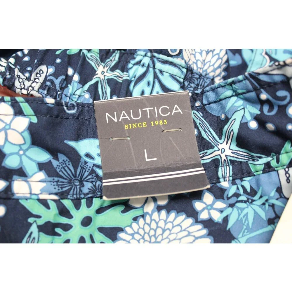 Nautica men's blue mesh‎ lined Hawaiian board shorts swim trunks L